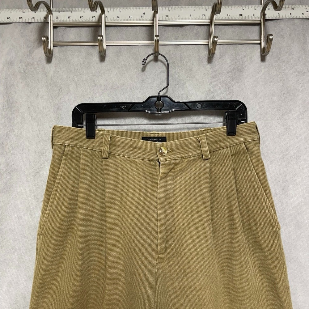 J Peterman Pants Men 33X32 Beig Pleated Heavyweight Canvas Outdoor Hybrid Casual